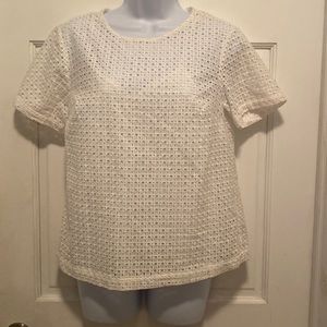 A New Day White Lace Short Sleeve Blouse w/ Camisole Women's Size Small NWT